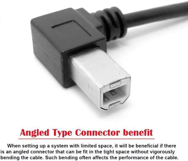 Alt view image 4 of 7 - Jimier USB 2.0 B Type Male to Female Extension Cable Left Angled 90 Degree 20cm for Printer Scanner Disk