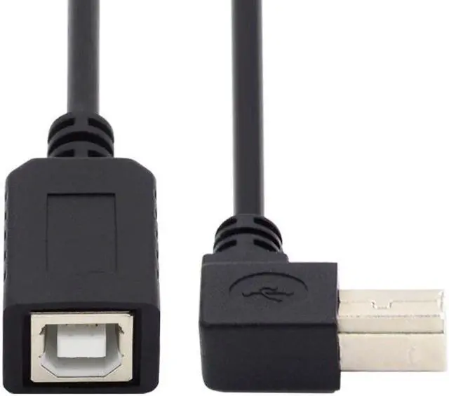 Alt view image 2 of 7 - Jimier USB 2.0 B Type Male to Female Extension Cable Right Angled 90 Degree 20cm for Printer Scanner Disk