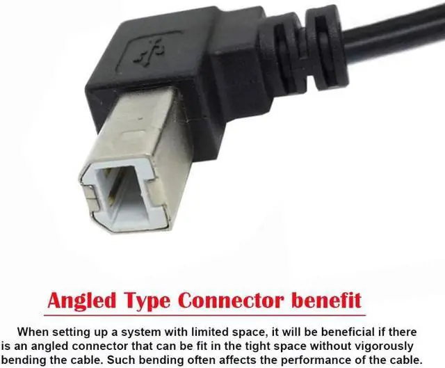 Alt view image 4 of 7 - Jimier USB 2.0 B Type Male to Female Extension Cable Up Angled 90 Degree 20cm for Printer Scanner Disk