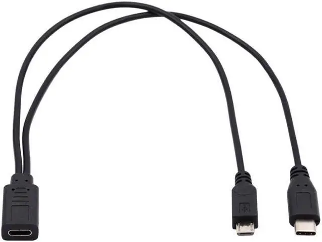 Main image of Jimier Type-C USB-C Female to USB-C Type C USB 3.1 & Micro USB Male Splitter Extension Charge Cable