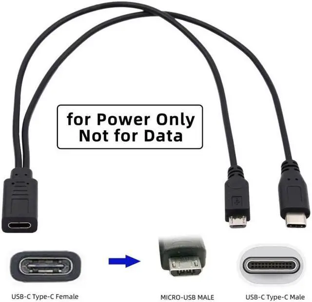 Alt view image 4 of 7 - Jimier Type-C USB-C Female to USB-C Type C USB 3.1 & Micro USB Male Splitter Extension Charge Cable