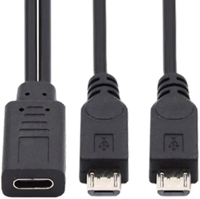 Alt view image 2 of 7 - Jimier Type-C USB-C Female DC 5V to Dual Micro USB 5Pin Male Splitter Extension Charge Cable