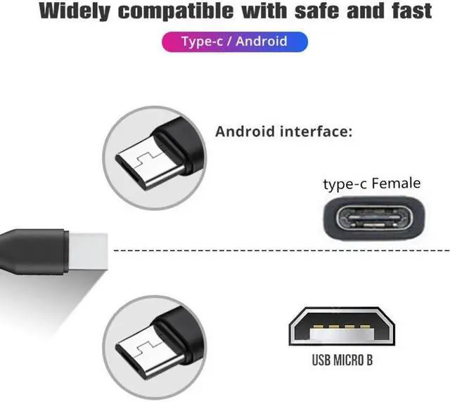 Alt view image 4 of 7 - Jimier Type-C USB-C Female DC 5V to Dual Micro USB 5Pin Male Splitter Extension Charge Cable