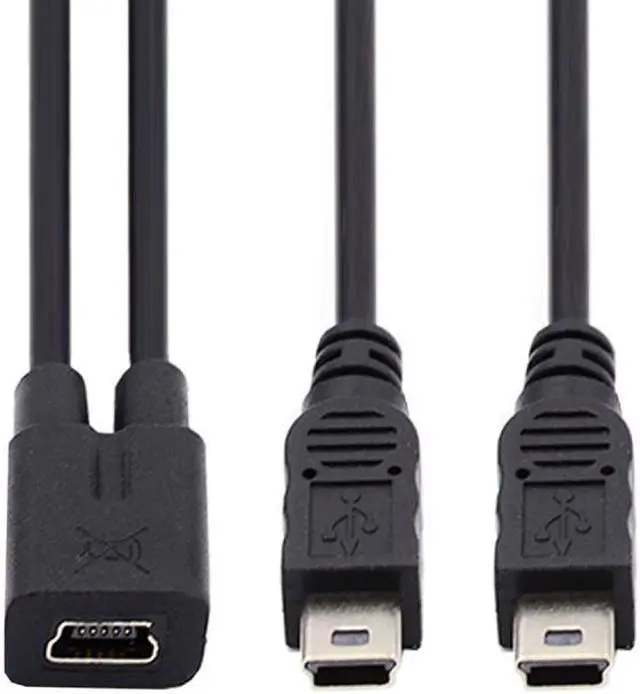 Alt view image 2 of 7 - Jimier Mini USB 2.0 Female DC 5V to Dual Mini USB 5Pin Male Splitter Extension Charge Cable