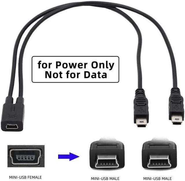 Alt view image 4 of 7 - Jimier Mini USB 2.0 Female DC 5V to Dual Mini USB 5Pin Male Splitter Extension Charge Cable