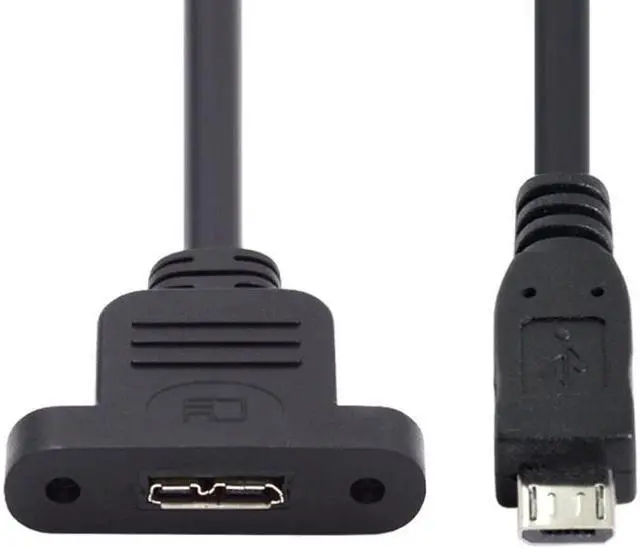 Alt view image 2 of 7 - Jimier Micro USB 2.0 5Pin Male to Micro 3.0 Type-B Female Screw Mount Type Extension Cable 480Mbps