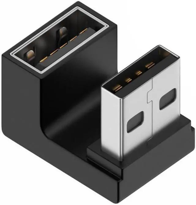 Alt view image 2 of 7 - Jimier 10Gbps USB3.0 Male to Female Extension Power Data Video Adapter 360 Degree Up Opposite U Shape Back Angled