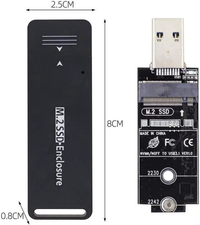 Alt view image 4 of 7 - Chenyang USB 3.0 to 2230 2242 NVME M-key M.2 NGFF SATA SSD External PCBA Case Adapter RTL9210B Chipset