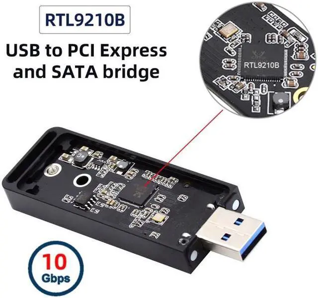 Alt view image 7 of 7 - Chenyang USB 3.0 to 2230 2242 NVME M-key M.2 NGFF SATA SSD External PCBA Case Adapter RTL9210B Chipset