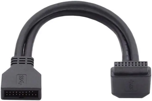 Alt view image 2 of 7 - Jimier Down Angled USB 3.0 20Pin 19Pin Male to Female Extension 5Gbps Cable 90 Degree for Motherboard Mainboard