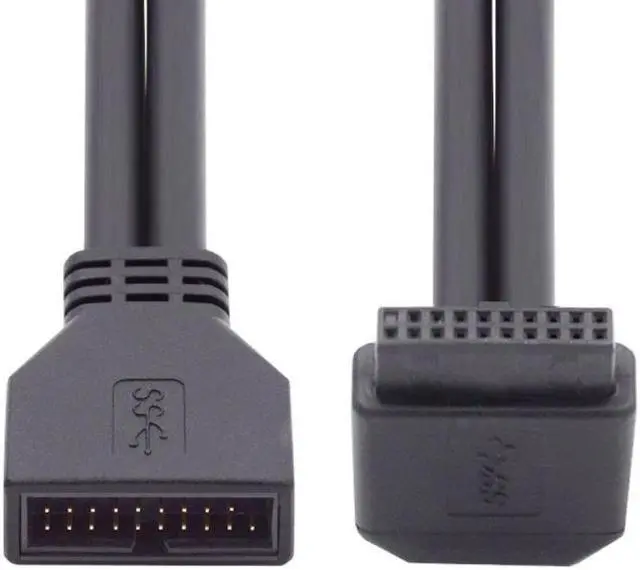 Main image of Jimier Down Angled USB 3.0 20Pin 19Pin Male to Female Extension 5Gbps Cable 90 Degree for Motherboard Mainboard