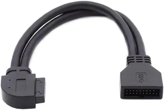 Alt view image 2 of 7 - Jimier Left Angled USB 3.0 20Pin 19Pin Male to Female Extension 5Gbps Cable 90 Degree for Motherboard Mainboard
