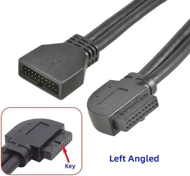Alt view image 3 of 7 - Jimier Left Angled USB 3.0 20Pin 19Pin Male to Female Extension 5Gbps Cable 90 Degree for Motherboard Mainboard