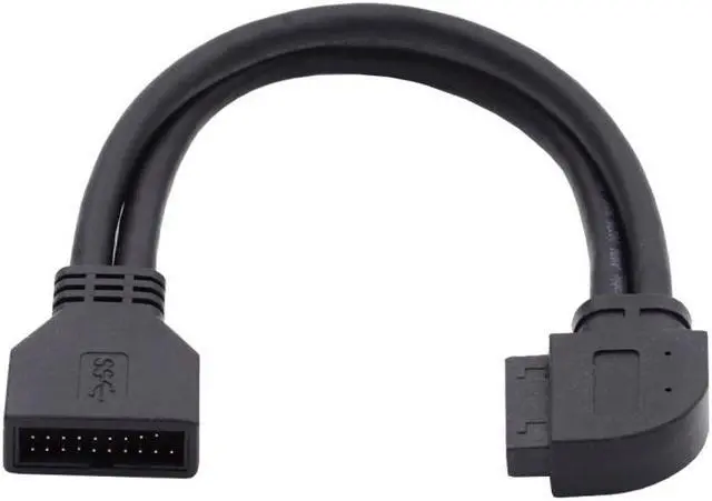 Alt view image 2 of 7 - Jimier Right Angled USB 3.0 20Pin 19Pin Male to Female Extension 5Gbps Cable 90 Degree for Motherboard Mainboard