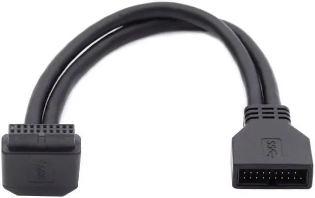 Alt view image 2 of 7 - Jimier Up Angled USB 3.0 20Pin 19Pin Male to Female Extension 5Gbps Cable 90 Degree for Motherboard Mainboard