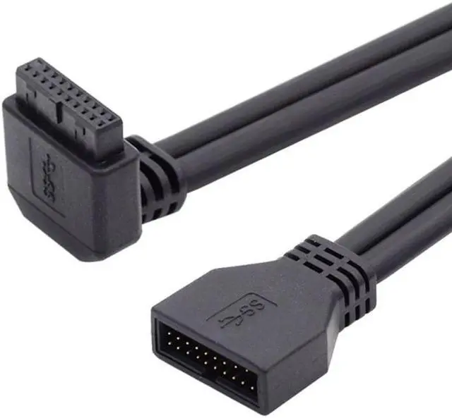 Main image of Jimier Up Angled USB 3.0 20Pin 19Pin Male to Female Extension 5Gbps Cable 90 Degree for Motherboard Mainboard