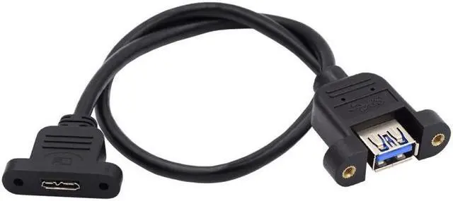 Main image of Jimier Type-A USB 3.0 Female to Micro 3.0 Type-B Female Screw Mount Type Extension Cable 5Gbps