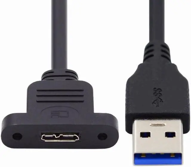 Alt view image 2 of 7 - Jimier Type-A USB 3.0 Male to Micro 3.0 Type-B Female Screw Mount Type Extension Cable 5Gbps