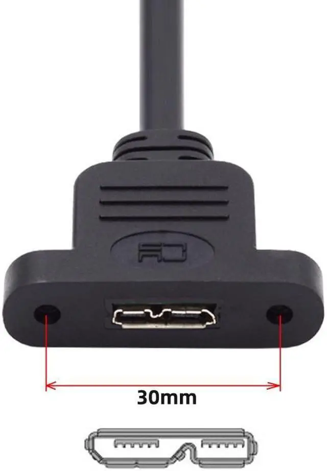 Alt view image 3 of 7 - Xiwai Type-B USB 3.0 Male to Micro 3.0 Type-B Female Screw Mount Type Extension Cable 5Gbps