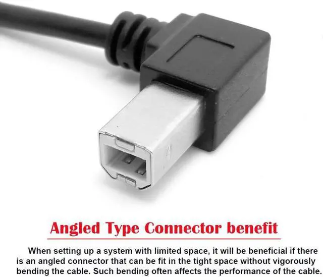 Alt view image 4 of 7 - Jimier USB 2.0 B Type Male to Female Extension Cable Right Angled 90 Degree 20cm for Printer Scanner Disk