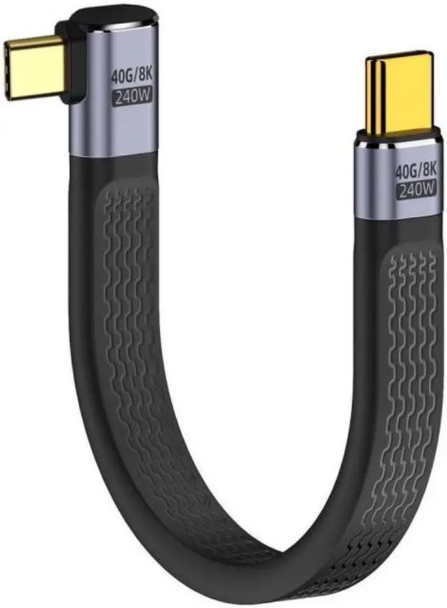Alt view image 2 of 7 - Xiwai Right Angled 240W Type-C USB-C Male to Male USB4 40Gbps 100W 8K Flat Slim FPC Data Cable for Laptop Phone 13cm
