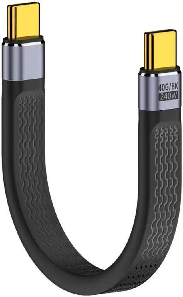 Alt view image 2 of 7 - Jimier 240W Type-C USB-C Male to Male USB4 40Gbps 100W 8K Flat Slim FPC Data Cable for Laptop Phone 13cm