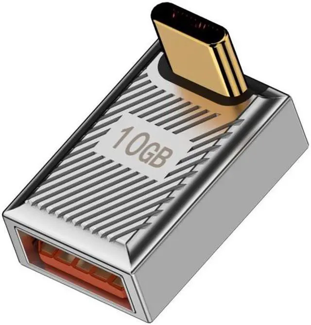 Alt view image 2 of 7 - HKCY USB-C USB 3.1 Type C Male to USB 3.0 A Female 10Gbps OTG Data 120W Power Up Down Angled Adapter Alloy Shell Mecha Cyberpunk Style