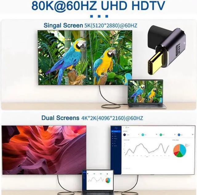 Alt view image 5 of 7 - Jimier USB4 Type C Male to Female 240W Power 40Gbps Data 8K Video Adapter Low Profile Up Down Angled for NS Phone Laptop