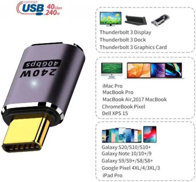 Alt view image 7 of 7 - Jimier USB4 Type C Male to Female 240W Power 40Gbps Data 8K Video Adapter for NS Phone Laptop