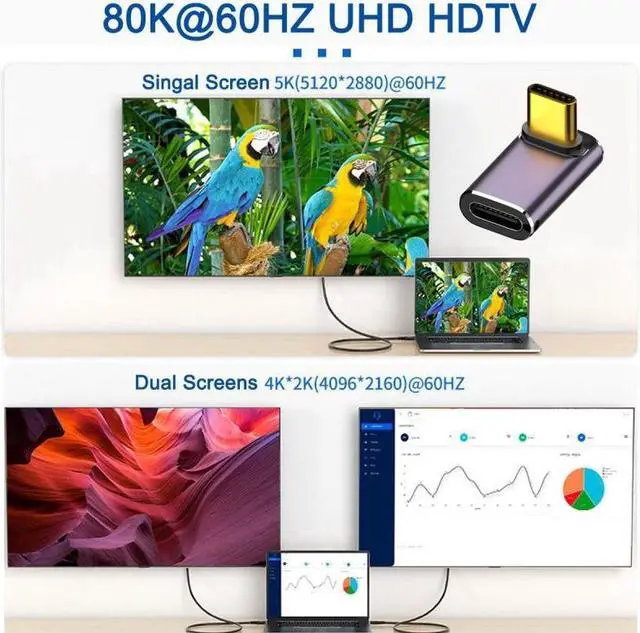 Alt view image 5 of 7 - Cablecc USB4 Type C Male to Female 240W Power 40Gbps Data 8K Video Adapter Up Down Angled for NS Phone Laptop