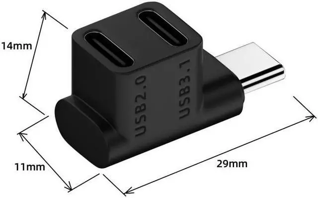 Alt view image 4 of 7 - Jimier 10Gbps USB3.1 Type C Male to Dual Female Power Data Splitter Adapter Up Angled Compatible with Steam Deck Laptop