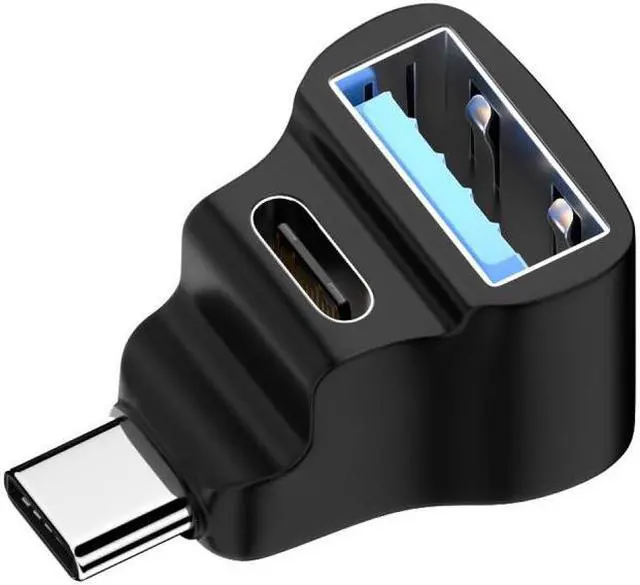 Alt view image 2 of 7 - Chenyang 10Gbps USB3.1 Type C Male to Dual Type-A OTG & Type-C Female Power Data Splitter Adapter Angled Compatible with Steam Deck Laptop