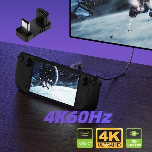 Alt view image 7 of 7 - Jimier 10Gbps USB3.1 Type C Male to Female Power Data Video Adapter Opposite U Shape Back Angled Compatible with Steam Deck Phone Laptop
