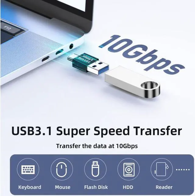 Alt view image 5 of 7 - Jimier USB 3.1 Type C Male OTG to USB3.0 Type A Male Data 10Gbps Charge Adapter for Laptop Phone