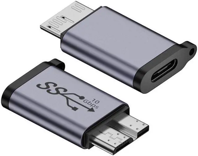 Alt view image 2 of 7 - Jimier USB-C USB 3.1 Type C Female to Micro USB 3.0 Male Data Adapter 10Gbps Data Power with Chain for Laptop SSD Disk