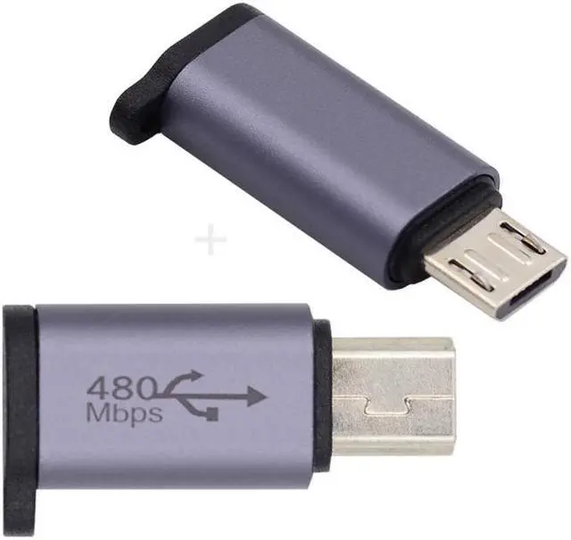 Alt view image 2 of 7 - Jimier 2pcs/lot USB-C USB2.0 Type C Female to Micro Mini USB Male Power Adapter 480Mbps Data with Chain Holes