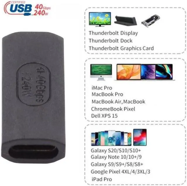 Alt view image 6 of 7 - Xiwai USB4 Type C Female to Female Extension 240W Power 40Gbps Data 8K Video Extender Adapter for NS Phone Laptop