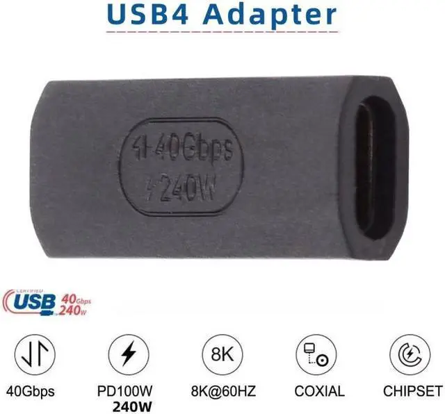 Alt view image 7 of 7 - Xiwai USB4 Type C Female to Female Extension 240W Power 40Gbps Data 8K Video Extender Adapter for NS Phone Laptop