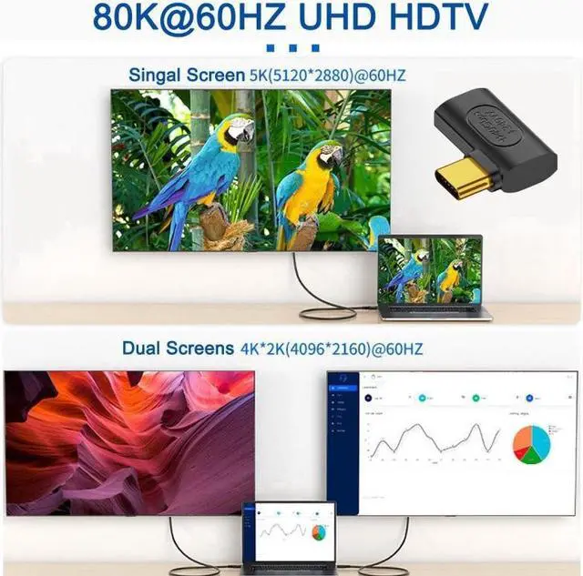 Alt view image 5 of 7 - Cablecc USB4 Type C Male to Female Extension 240W Power 40Gbps Data 8K Video Adapter Left Right Angled for NS Phone Laptop