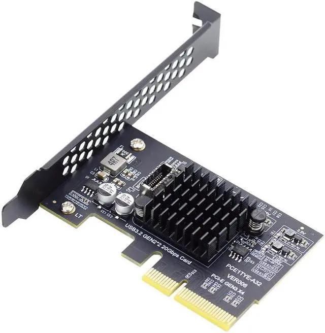 Alt view image 2 of 7 - Jimier USB 3.2 Gen2 Type-E 20Gbps Front Panel Socket to PCI-E 4X Express Card Adapter for Desktop Motherboard