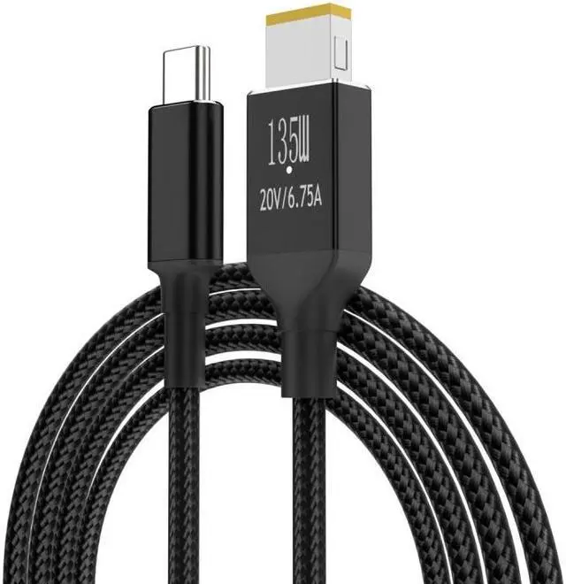 Alt view image 2 of 7 - Jimier Type-C USB-C 135W to DC Rectangle 11.0*4.5mm Power PD Charge Cable for Thinkpad X1 Legion Y7000P Laptop DC20V 6.25A