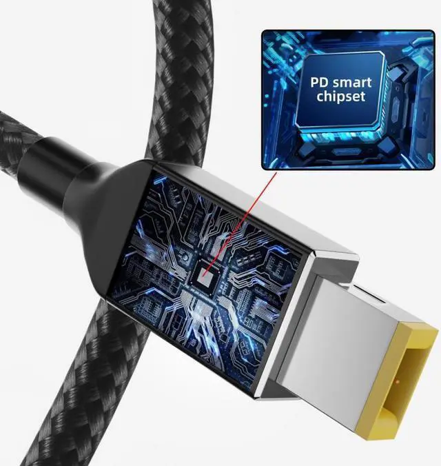 Alt view image 5 of 7 - Jimier Type-C USB-C 135W to DC Rectangle 11.0*4.5mm Power PD Charge Cable for Thinkpad X1 Legion Y7000P Laptop DC20V 6.25A