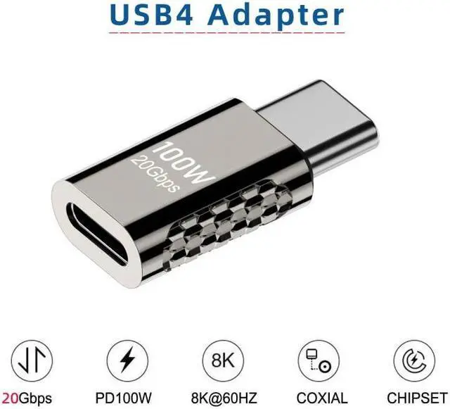 Main image of Jimier 20Gbps USB4 Type C Male to Female Straight Connector 100W Power Data 8K Video Adapter for Laptop Phone