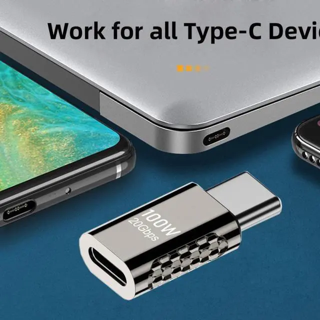 Alt view image 3 of 7 - Jimier 20Gbps USB4 Type C Male to Female Straight Connector 100W Power Data 8K Video Adapter for Laptop Phone