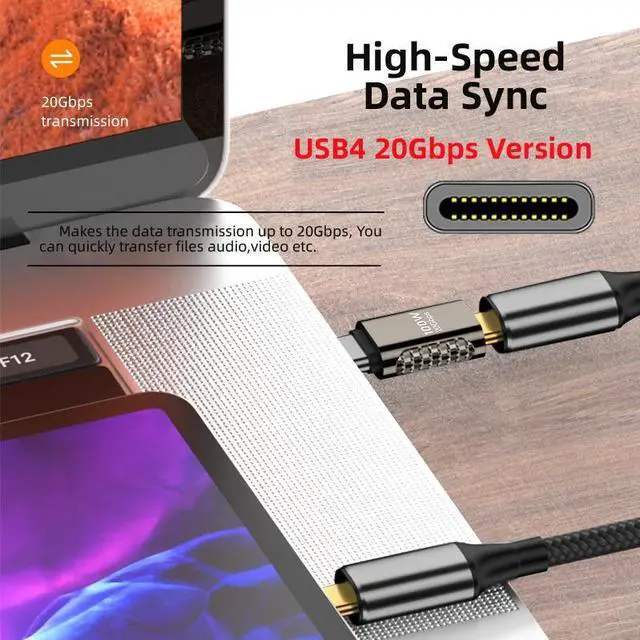 Alt view image 4 of 7 - Jimier 20Gbps USB4 Type C Male to Female Straight Connector 100W Power Data 8K Video Adapter for Laptop Phone