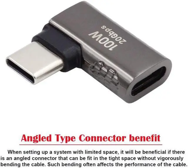 Main image of Jimier 20Gbps USB4 Type C Male to Female 90 Degree Left Right Angled 100W Power Data 8K Video Adapter for Laptop Phone