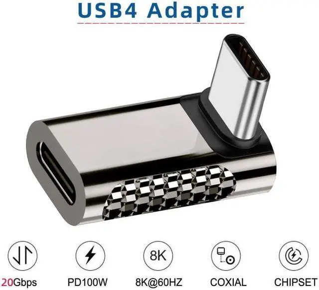 Main image of Jimier 20Gbps USB4 Type C Male to Female 90 Degree Up Down Angled 100W Power Data 8K Video Adapter for Laptop Phone