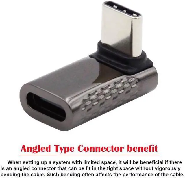 Alt view image 3 of 7 - Jimier 20Gbps USB4 Type C Male to Female 90 Degree Up Down Angled 100W Power Data 8K Video Adapter for Laptop Phone