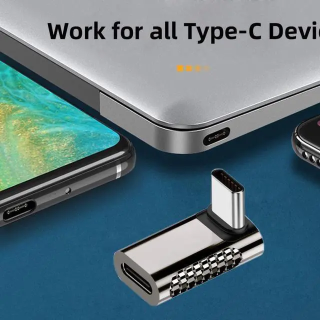 Alt view image 4 of 7 - Jimier 20Gbps USB4 Type C Male to Female 90 Degree Up Down Angled 100W Power Data 8K Video Adapter for Laptop Phone