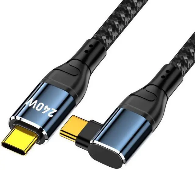 Alt view image 2 of 7 - Jimier 0.5M USB-C 240W Type-C Cable 480Mbps 48V 5A Left Right Angled 90 Degree Compatible with USB2.0 100W Charging for Laptop Tablet Phone